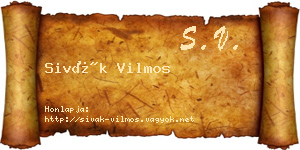 Sivák Vilmos névjegykártya